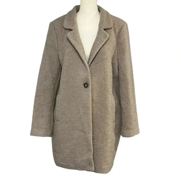 Kenneth Cole beige tan classic wool blend single button coat size XL - Picture 8 of 12